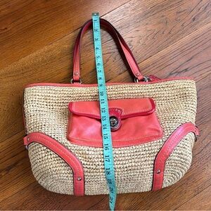 Coach Straw and Leather Tote Bag